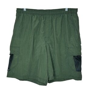 Speedo Men's XXL Olive Green Cargo Swim‎ Trunks Shorts Mesh Pockets Ripstop VTG